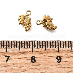 304ステンレススチールチャーム  イオンプレーティング（ip）  ゴールドカラー  ブドウ  8x5.5x2mm  穴：1mm&nbsp;STAS-Z160-11G-07