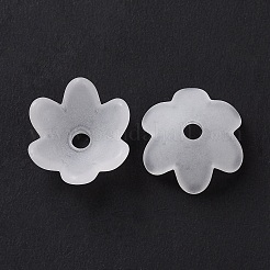 6枚の花弁透明アクリルビーズキャップ  艶消し  花  ホワイトスモーク  14x13x6mm  穴：2.2mm  約2173個/500g&nbsp;OACR-A017-10