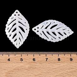 アクリル模造シェルペンダント  葉のチャーム  貝殻色  34.5x20x3mm  穴：1.4mm  約697個/500g&nbsp;OACR-P039-08A