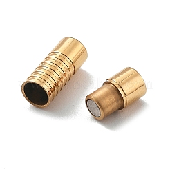 304ステンレススチール製マグネット留め具  コラム  イオンプレーティング（ip）  18KGP本金メッキ  15x5mm  穴：3mm&nbsp;STAS-B082-02A-G