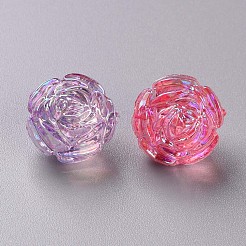 透明なアクリルビーズ  ABカラー  花  ミックスカラー  18x16.5mm  穴：2.5mm&nbsp;X-TACR-S154-31C