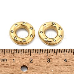 304ステンレスペンダント  ラインストーン付き  ドーナツのチャーム  14KGP本金メッキ  14.5x15x4mm  穴：6.5mm&nbsp;STAS-L022-352G