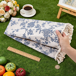 綿と麻のテーブルクロス  ダイニングテーブルの装飾用  花柄  フラットラウンド  1500x1mm&nbsp;AJEW-WH0077-237A