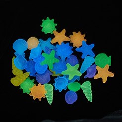 アクリル蓄光カボション  アクセサリーを飾る  海洋生物  ミックスカラー  21~34x16~34x6~14mm  約80個/袋&nbsp;DIY-D041-15