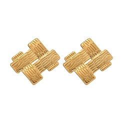 女性用304ステンレススチールスタッドピアス  編まれた  ゴールドカラー  26.5x28mm&nbsp;LS-EJEW-K306-26G