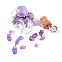 ハートガラス瓶の宝石のペンダント  304ステンレススチール製金具付き  31x22x16mm  穴：7x4mm&nbsp;PALLOY-JF00175