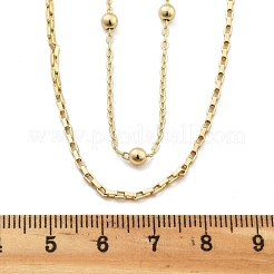 真鍮製二層ネックレス  女性用ボックス&サテライトチェーンネックレス  304ステンレススチール製カニカン付き  ラックめっき  鉛フリー＆カドミウムフリー  長持ちメッキ  18KGP本金メッキ  15.67インチ（39.8cm）&nbsp;NJEW-D302-54G
