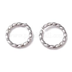 変色しない304ステンレススチールオープン丸カン  ツイストラウンド  ステンレス鋼色  18ゲージ  8x1mm  内径：6mm&nbsp;X-STAS-F191-12P-C