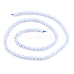 天然のブルーカルセドニービーズ連売り  ラウンド  4mm  穴：0.5mm  約104個/連  15.7インチ&nbsp;G-R193-02-4mm