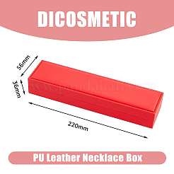 内側がベルベットの長方形PUレザーネックレス収納ボックス  クリムゾン  22x5.6x3.6cm&nbsp;CON-WH0094-31D-02