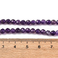 天然石アメジストビーズ連売り  多面カット  ラウンド  4~4.5mm  穴：0.7mm  約91~93個/連  15.35~15.51インチ（39~39.4cm）&nbsp;G-C226-B06-4mm-01
