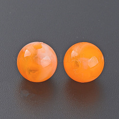 アクリルビーズ  天然石風  ラウンド  ダークオレンジ  10mm  穴：1.6mm  約1000個/500g&nbsp;MACR-S375-001C-06