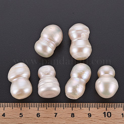 ナチュラルケシパールビーズ  養殖淡水パール  穴なし/ドリルなし  ヒョウタン  貝殻色  18~25x12~14mm&nbsp;PEAR-N020-O01