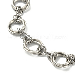 変色しない304ステンレススチールリングリンクチェーンブレスレット  ステンレス鋼色  7-3/8インチ（18.8cm）&nbsp;BJEW-TA00334-02