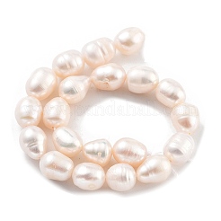天然養殖淡水パールビーズ連売り  グレードAB +  ライス  桃パフ  7~8mm  穴：0.6mm  約19個/連  6.69''（17センチメートル）&nbsp;PEAR-P062-15B
