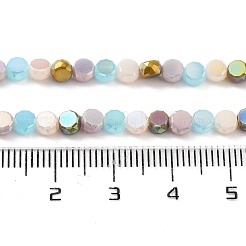 電気メッキガラスビーズ  多面カット  フラットラウンド  カラフル  4x2.5mm  穴：0.9mm  約100~104個/連  14.17''~14.96''（36~38センチメートル）&nbsp;X-EGLA-P056-01D