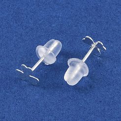 女性用高級シルバースタッドピアス999個  スタンプ999個付き  クローバー  5.5x6mm&nbsp;EJEW-S215-30S-08