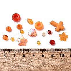 不透明＆透明アクリルビーズ  混合図形  オレンジ  3.5~42.5x3.5~47x3.5~18mm  穴：1.6~4.5mm&nbsp;SACR-XCP0001-06I