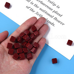 不透明なアクリルビーズ  キューブ  暗赤色  13x14.5x14.5mm  穴：2mm  約530個/500g&nbsp;MACR-S373-135-A01