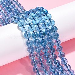 天然石クオーツクリスタルビーズ連売り  模造キヤナイト  ラウンド  染め＆加熱  8mm  穴：1mm  約46個/連  15インチ&nbsp;G-G099-8mm-21