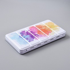 空の水彩ペイント パレット ブリキ ボックス  携帯用パレットケース  アートペイント塗料貯蔵容器  長方形  カラフル  11.5x22x2.25cm  内径：21.2x10.7x1.65のCM&nbsp;LS-AJEW-WH0248-93