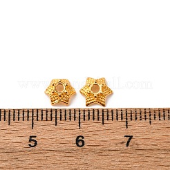 チベット風ビーズキャップ  カドミウムフリー＆ニッケルフリー＆鉛フリー  6  - 花びらの花  ゴールドカラー  7x3mm  穴：2mm&nbsp;AA188-G-NR