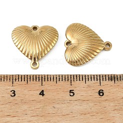 304ステンレススチールコネクタチャーム  溝付きハートリンク  ゴールドカラー  16.5x16.5x2.5mm  穴：1mm&nbsp;STAS-Z198-05G
