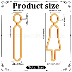 アクリル製トイレ公共標識2個  女性と男性  ゴールド  200x41~75.5x3mm&nbsp;AJEW-WH20816-151A-02
