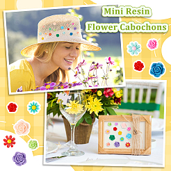 200 個の不透明な樹脂カボション  花  ミックスカラー  10~15.5x4~8mm&nbsp;RESI-GA0001-24