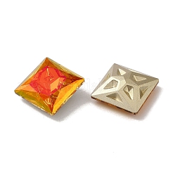 K9ガラスラインストーンカボション  ポイントバック＆バックメッキ  多面カット  正方形  ミックスカラー  12x12x5.5mm&nbsp;RGLA-P036-09A-M