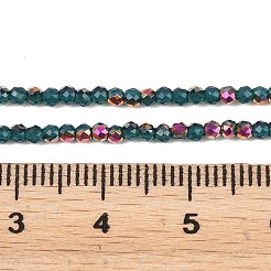 電気メッキガラスビーズストランド  ラウンド  半分メッキ  多面カット  ティール  2mm  穴：0.9mm  約181個/連  14.29''（36.3センチメートル）&nbsp;EGLA-H114-01N