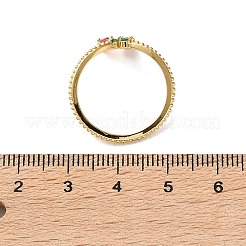 真鍮製マイクロパヴェキュービックジルコニア指輪指輪  チェリー  ゴールドカラー  9.5mm  内径：18mm&nbsp;RJEW-Z102-01G