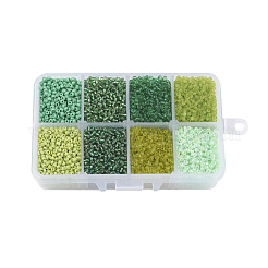 12/0 ガラスシードビーズ  混合スタイル  ラウンド  グリーン  2~2.5x2mm  穴：0.5mm  約12500個/箱  梱包箱：11x7x3cm&nbsp;SEED-JP0006-02-2mm