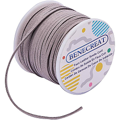 スエード調コード  フェイクレース  銀  3x1mm  約30m /ロール&nbsp;LW-BC0001-1126