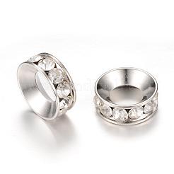 樹脂ラインストーンスペーサービーズ  CCBプラスチックパーツを有する  ロンデル  クリスタル  19~20x7mm  穴：10mm&nbsp;RB-S043-20mm-P07
