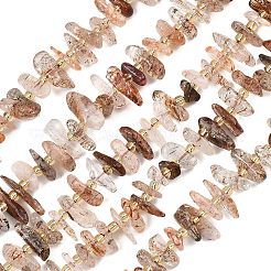 天然ブラックゴールドルチルクォーツビーズ連売り  チップ  シードビーズで  6~22x3~8x1~8mm  穴：1mm  約66~78個/連  15.55''（39.5センチメートル）&nbsp;G-F821-D01-01