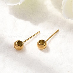 304ステンレススチールスタッドピアス金具  イオンプレーティング（ip）  ラウンド  18KGP本金メッキ  16.5x5x3.5mm  穴：3mm  ピン：12x0.8mm&nbsp;STAS-K306-72G