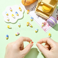 18 個 6 色の手作り磁器ビーズ  手描きの陶器ビーズ  アイスクリームの形  光沢釉の磁器  ミックスカラー  15~15.5x8x5.5mm  穴：2mm  3個/カラー&nbsp;PORC-CJ0001-38