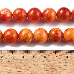 天然マルチカラー瑪瑙ビーズ連売り  染め＆加熱  ラウンド  オレンジ  14mm  穴：1.5mm  約28個/連  15.31''（38.9センチメートル）&nbsp;G-A261-B03-14mm