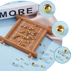 真鍮製ツルツルラウンドビーズ  継ぎスペーサー  ゴールデン＆シルバー  3~6mm  穴：1~2.5mm  660個/セット&nbsp;KK-SP0002-28