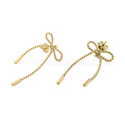 304ステンレススチール製蝶結びスタッドピアス（女性用）  蝶結び  39x20mm&nbsp;EJEW-U020-08G