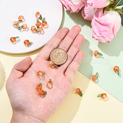 20個透明ガラスチャーム  カボチャチャーム  アクリルと  オレンジ  12x10mm  穴：1.3mm&nbsp;PALLOY-YW00094