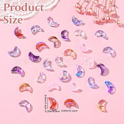 100個の電気メッキ透明ガラスビーズ  金箔  三日月  ミックスカラー  9x14x6mm  穴：1.2mm&nbsp;EGLA-SZ0001-42