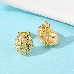 真鍮の楕円形と人間のスタッドピアス  長持ちするプレート  ラックめっき  鉛フリー＆カドミウムフリー  18KGP本金メッキ  11.5x9mm&nbsp;EJEW-F400-24A-G