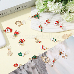 クリスマステーマのプラスチック製携帯用防塵プラグ  合金エナメルペンダント付き  ミックスカラー  2.8~3.6cm  20個/セット&nbsp;PALLOY-GL00005