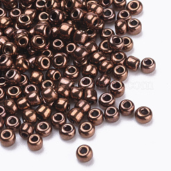 メッキガラスシードビーズ  ラウンド  サドルブラウン  2~2.3x1.5mm  穴：0.8mm  約30000個/袋  約450 G /袋&nbsp;SEED-Q025-2mm-B04