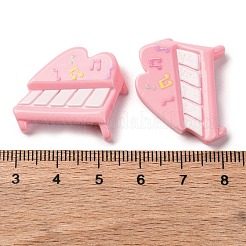 不透明な音楽テーマの樹脂カボション  ピアノ  22.5x27x6.5mm&nbsp;CRES-Z010-02A
