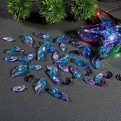 120個2スタイルガラスペンダント  金箔  月のチャーム/三日月と花びらと葉  ミックスカラー  16~34x11.5~12x3~9mm  穴：1~1.5mm  60個/スタイル&nbsp;GLAA-SZ0001-87