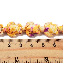 合成ターコイズ染色ビーズ連売り  燃料噴射効果  ウミガメ  きいろ  17~18x14~14.5x7mm  穴：1.6mm  約21~22個/連  13.39''~14.17''（34~36センチメートル）&nbsp;G-P507-05J