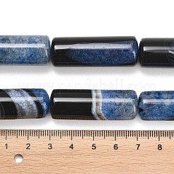 天然石瑪瑙ビーズ連売り  染め＆加熱  コラム  ドジャーブルー  39.5~40x13.5~15mm  穴：1.2~1.4mm  約10個/連  15.51''~15.63